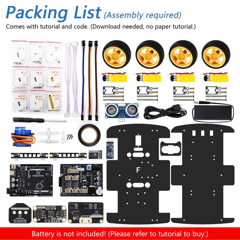 Freenove 4WD Car Kit (Compatible with Arduino IDE), Line Tracking, Obstacle Avoidance, Wireless Control App, Ultrasonic Sensor Motor Servo - Image 2